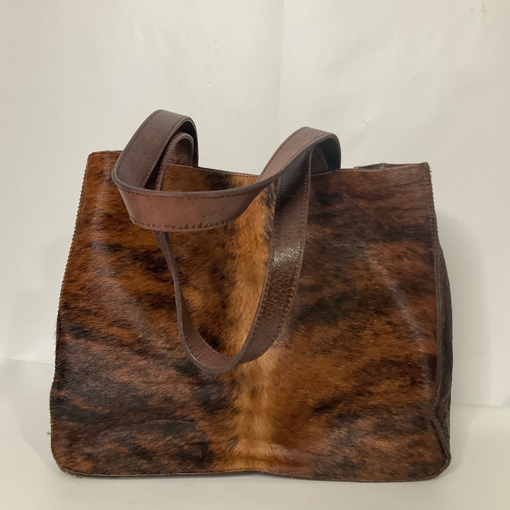 Gabi Capobianco Rustic Brown Cowhide Leather Tote with Sturdy Handles